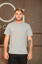 Camiseta Masculina Ogochi Manga Curta Casual Slim Mescla Forget-Me-Not