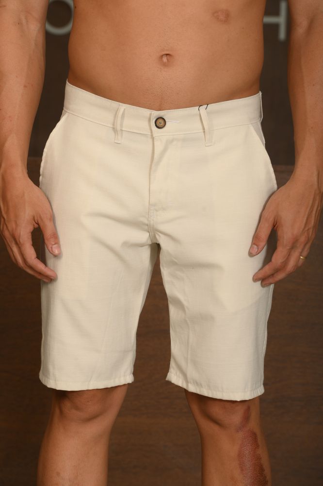 Bermuda Masculina Ogochi Casual Bolso Faca Branca