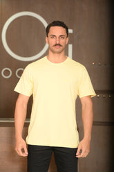 Camiseta Masculina Ogochi Manga Curta Essencial Slim Meia Malha Manteiga