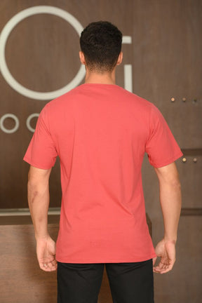 Camiseta Masculina Ogochi Manga Curta Essencial Slim Meia Malha 100% Algodão Mineral Red