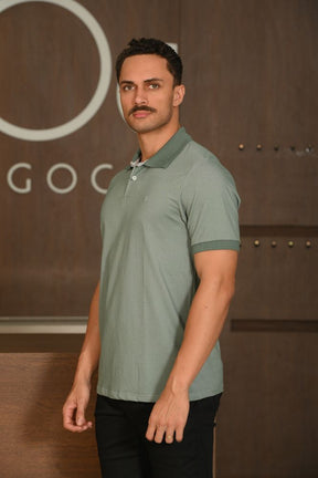Polo Manga Curta Ogochi Slim Casual Verde