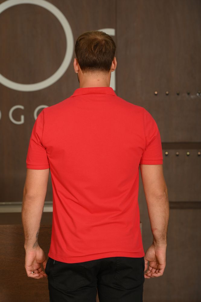 Polo Masculina Ogochi Manga Curta Slim Vermelha