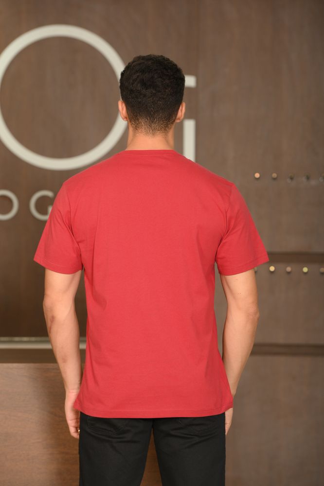 Camiseta Masculina Ogochi Manga Curta Essencial Slim Meia Malha Vermelha