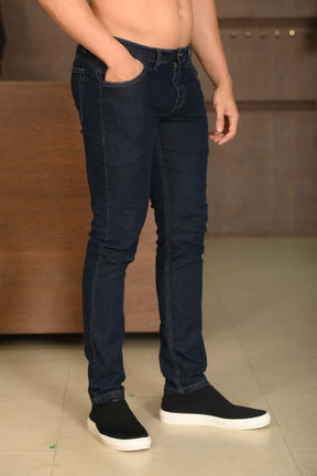 Calça Masculina Ogochi Jeans Slim Básica Lavada Azul Escuro