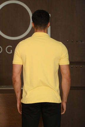 Polo Masculina Ogochi Manga Curta Slim Essencial Amarelo Ipê