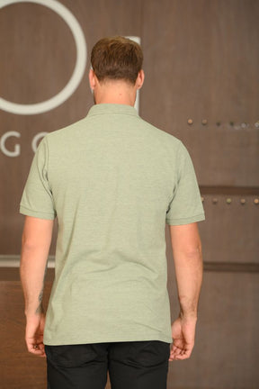 Polo Masculina Ogochi Manga Curta Essencial Slim Piquet Duplo Mescla Claro Verde