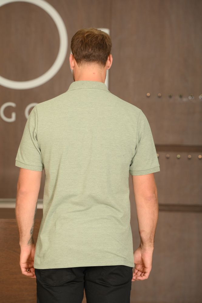 Polo Masculina Ogochi Manga Curta Essencial Slim Piquet Duplo Mescla Claro Verde