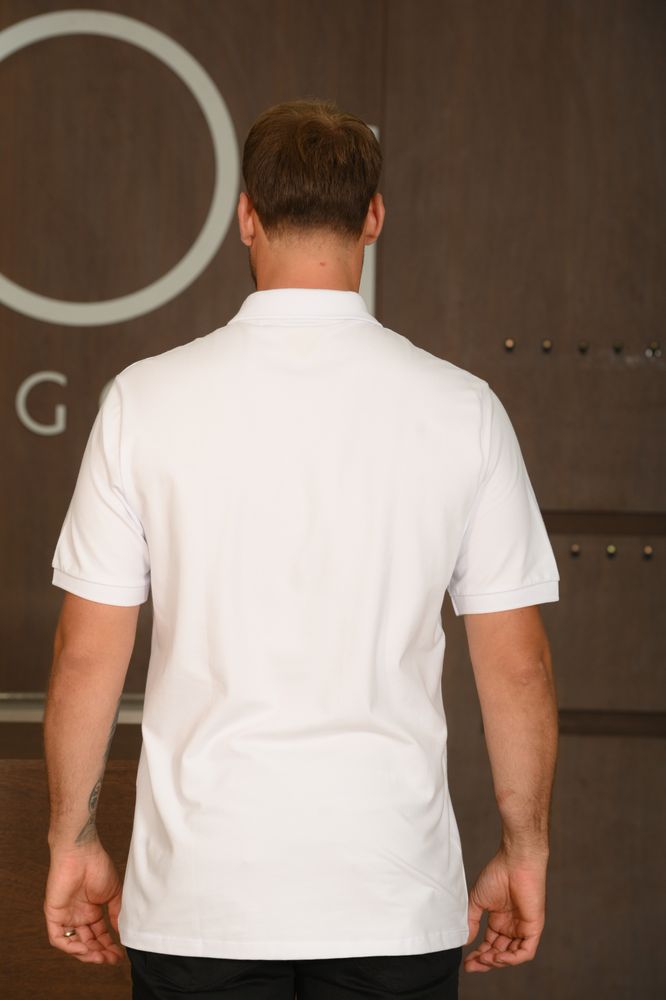 Polo Masculina Ogochi Manga Curta Essencial Slim Com Bolso Branca