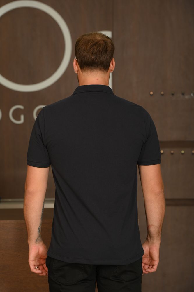 Polo Masculina Ogochi Manga Curta Premium Slim Piquet Marinho