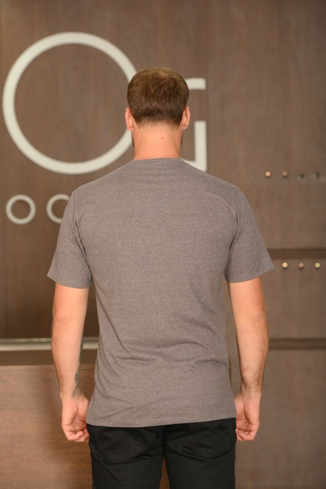 Camiseta Masculina Ogochi Manga Curta Casual Slim Malha Mescla Marrom