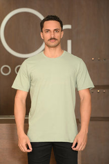 Camiseta Masculina Ogochi Manga Curta Slim Premium Meia Malha Verde