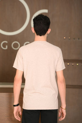 Camiseta Masculina Ogochi Manga Curta Casual Slim Mescla Rosa Antigo